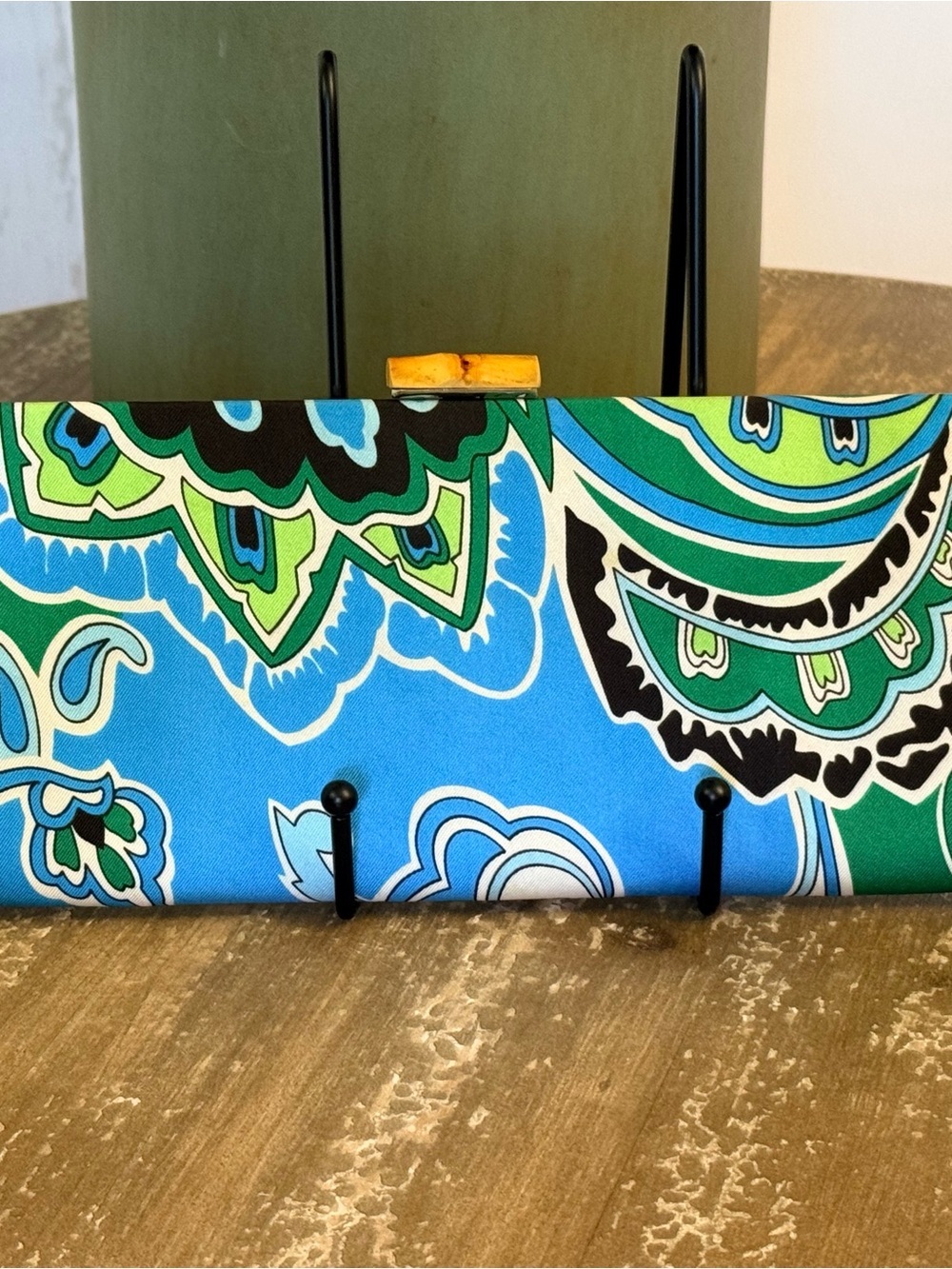 EUC: Vintage Banana Republic 2005 Silk Paisley Clutch Blue Green